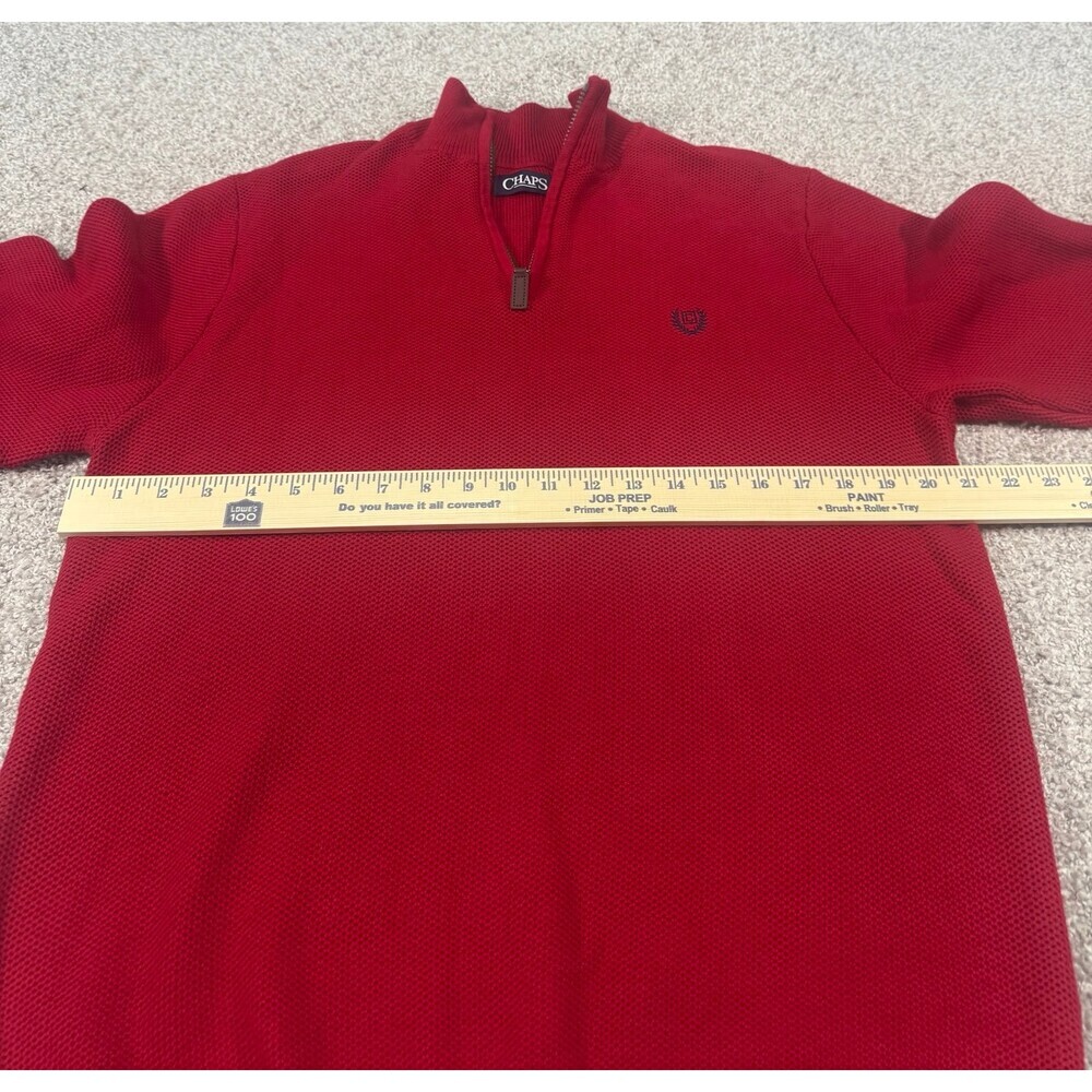 Bright red chaps quarter zip elbow padded sweater men’s medium Ralph Lauren Polo - Picture 4 of 6